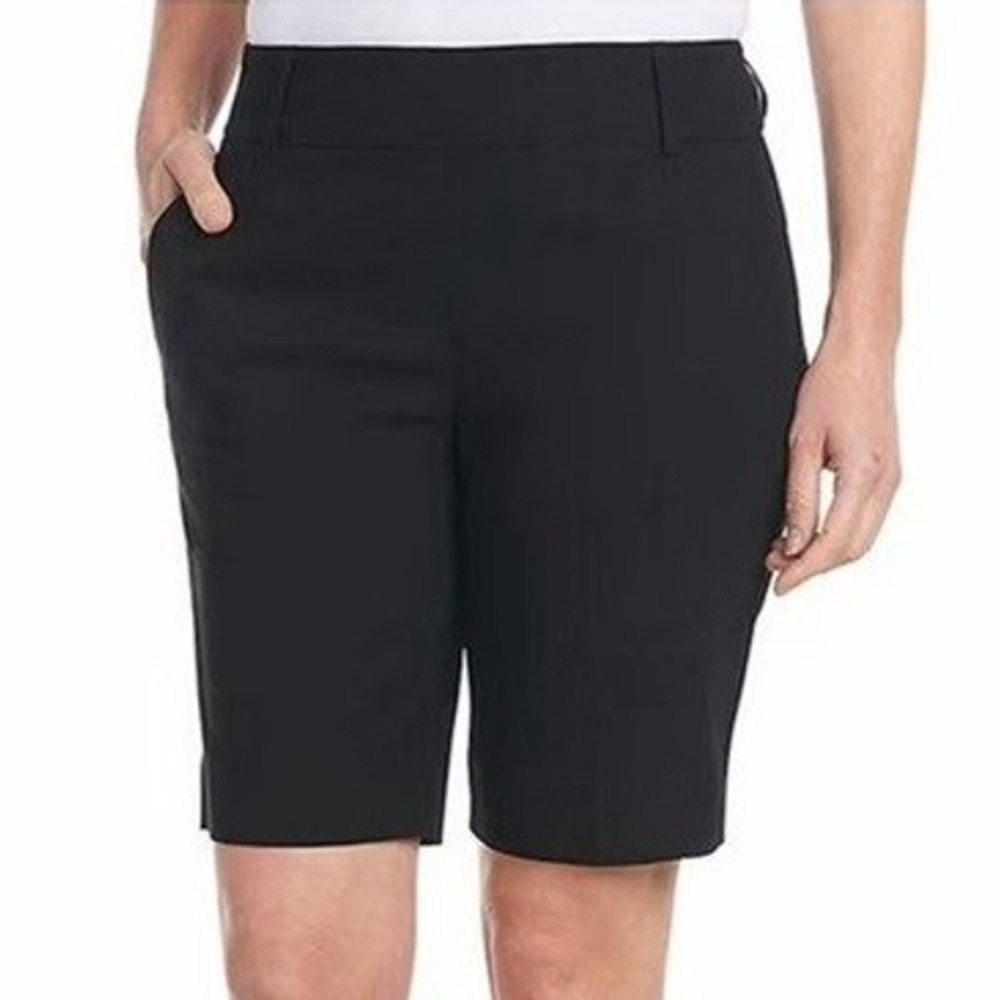 Hilary Radley Black Bermuda Shorts Women XXL Stretch Career Casual Mid Rise